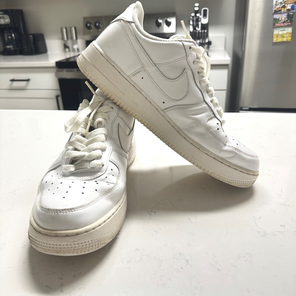 Nike Air Force 1 Low Mens 11 White CW2288-111‎ Leather Sneakers
